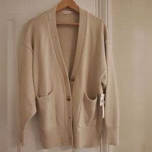 Good American Cotton Oatmeal Cream Cardigan